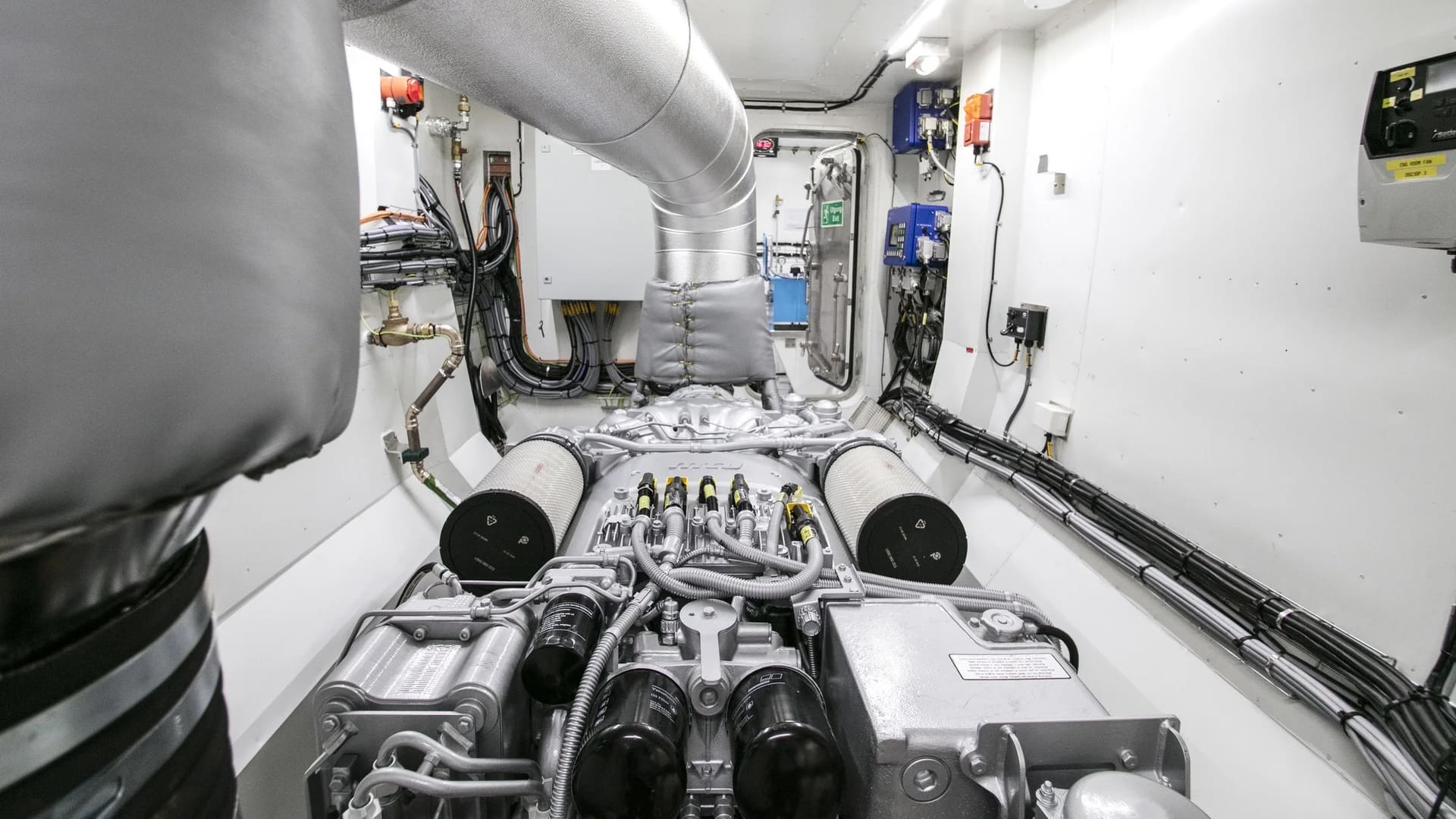 MTU 10V2000 M72 main engine in the engine room of the FERRY 32