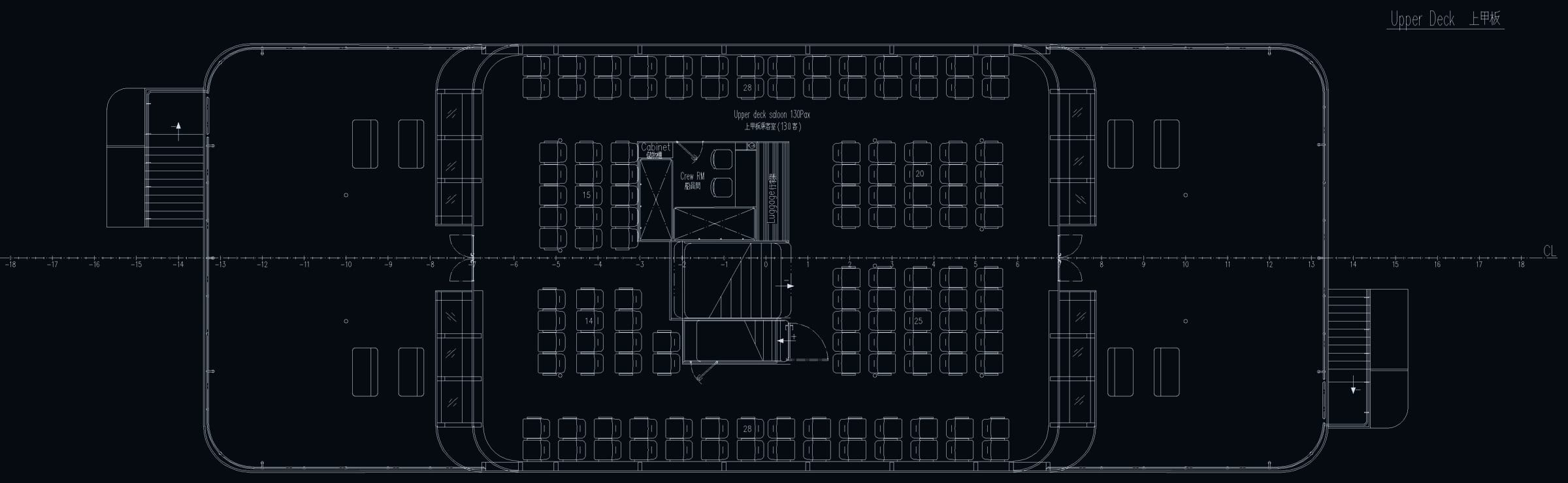 OBLUE FERRY 35E general arrangement — upper deck plan