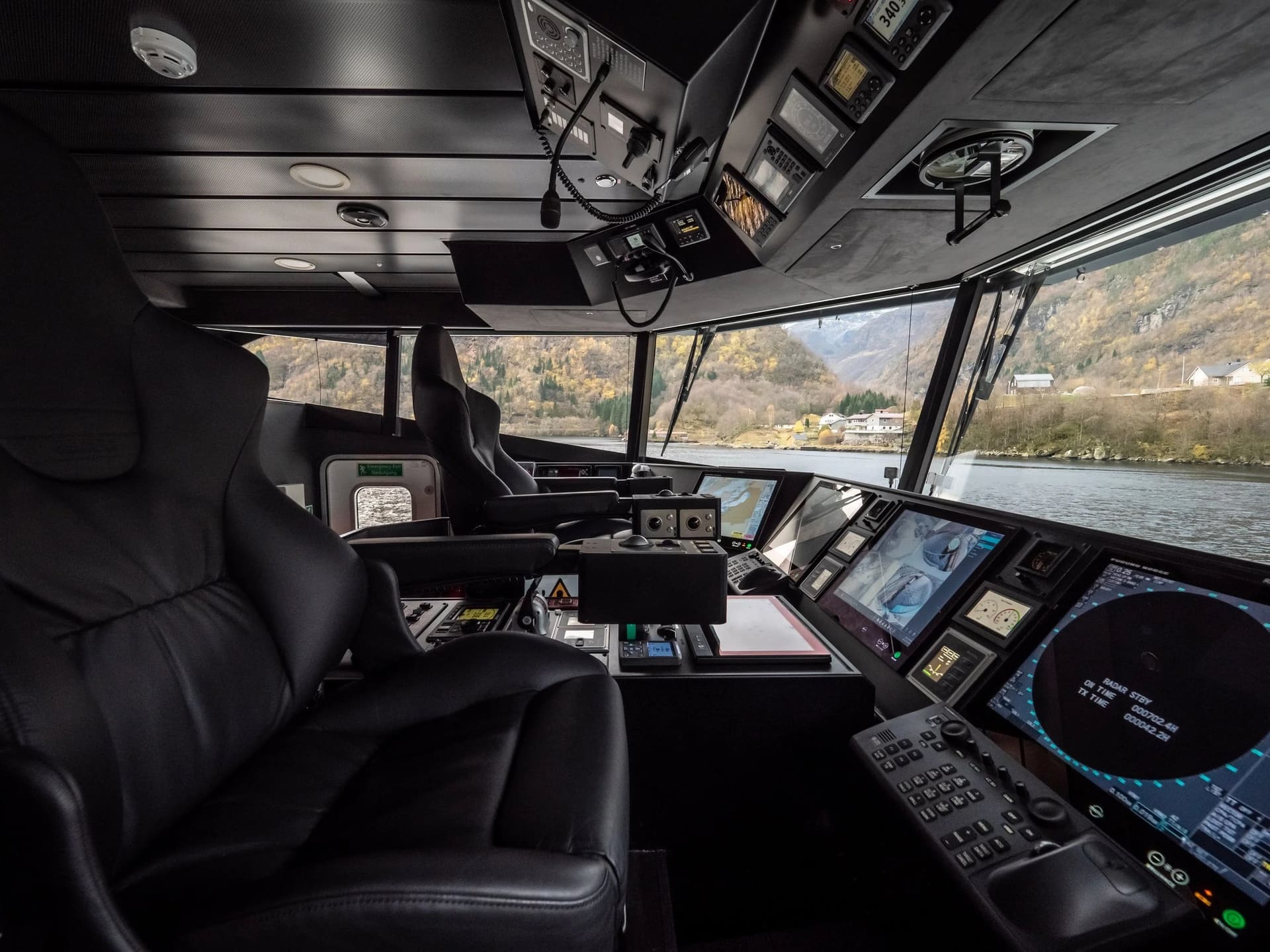 Wheelhouse of the FERRY 37 with navigation consoles