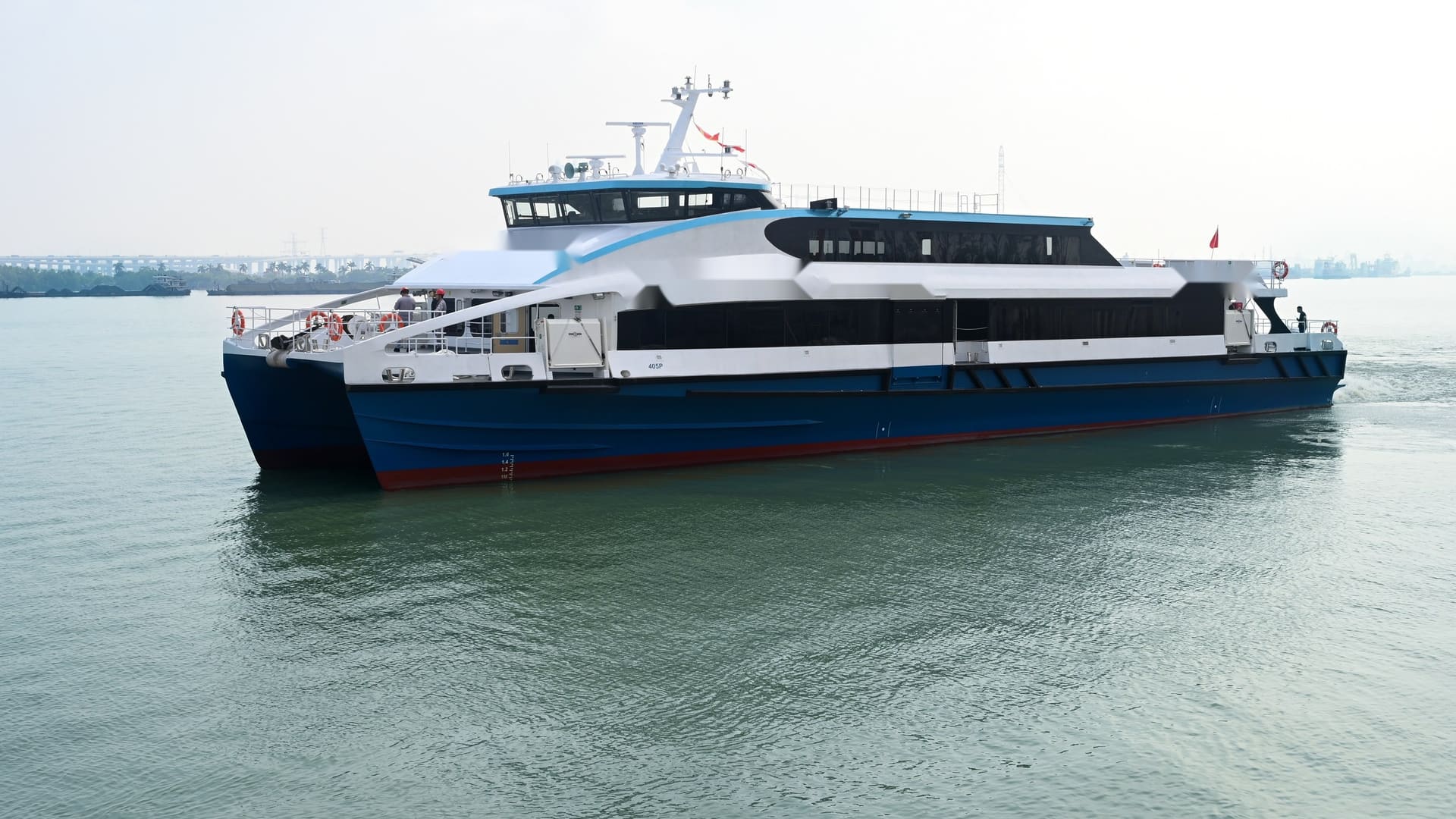 OBLUE FERRY 45 carbon fiber high-speed catamaran ferry, port side profile