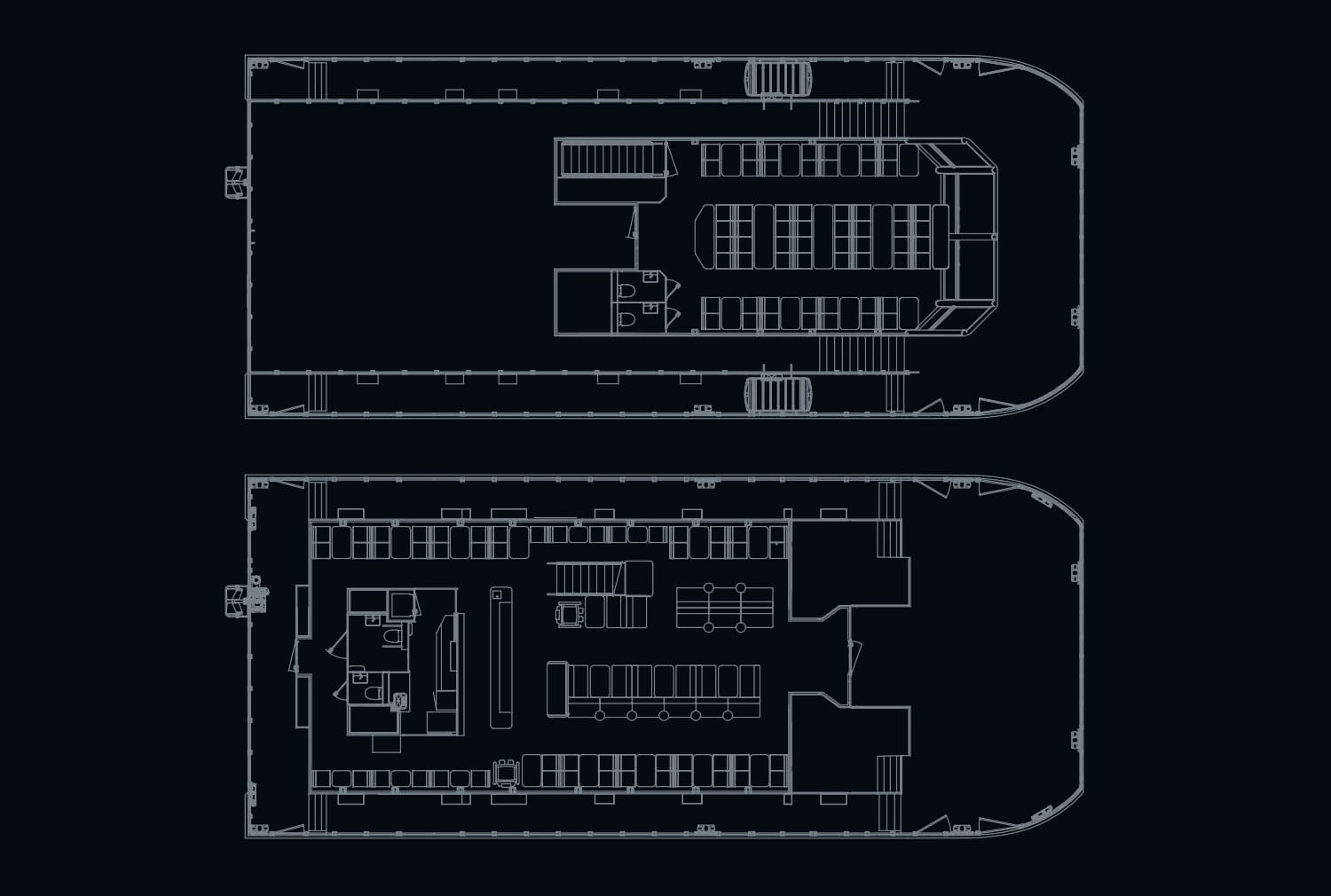 SEASIGHT 26 deck plans — main deck and second deck