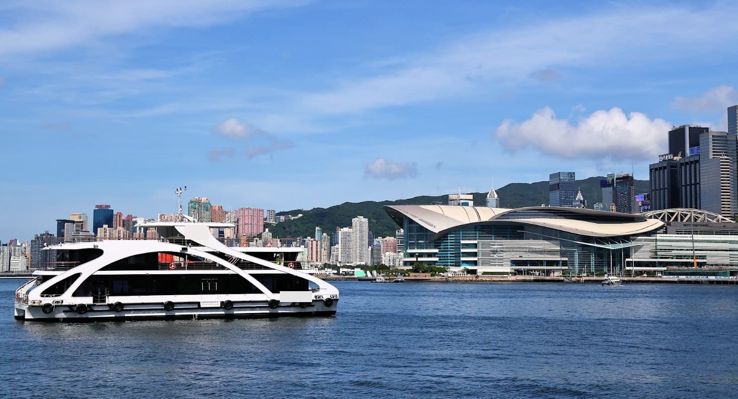 OBLUE SEASIGHT 35 underway off the Hong Kong Convention and Exhibition Centre